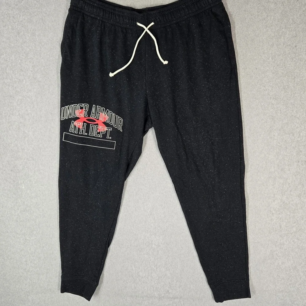 Under Armour Men Sweatpants XXL Black Rival Try Jogger Fitted UA